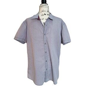 SMOG Short Sleeve Button Down Striped Slim-Fit Shirt - Size XL